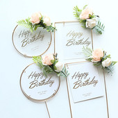 1 set Topper pentru tort acrilic La mulți ani, cap de flori de mătase artificială, decorație de petrecere pentru baby shower, cadou DIY, provizii de copt pentru trandafiri