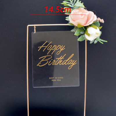 1 set Topper pentru tort acrilic La mulți ani, cap de flori de mătase artificială, decorație de petrecere pentru baby shower, cadou DIY, provizii de copt pentru trandafiri