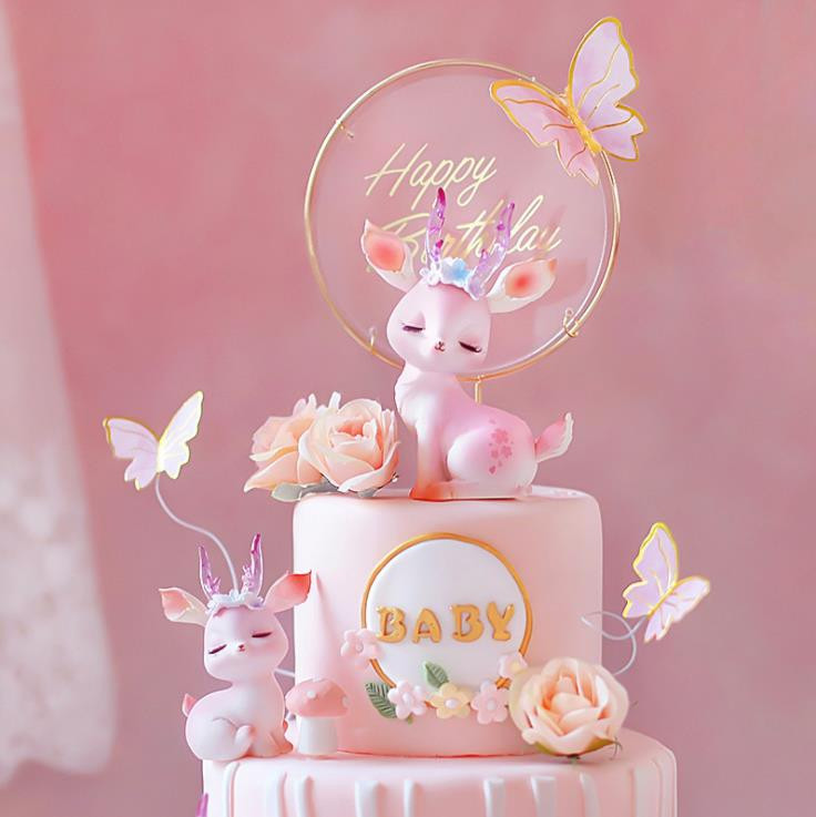 1 set Topper pentru tort acrilic La mulți ani, cap de flori de mătase artificială, decorație de petrecere pentru baby shower, cadou DIY, provizii de copt pentru trandafiri