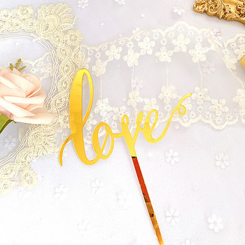 Χειρογράφημα Love Wedding Acrylic Topper Gold Topper για την Ημέρα του Αγίου Βαλεντίνου για διακόσμηση τούρτας για το πάρτι του Αγίου Βαλεντίνου