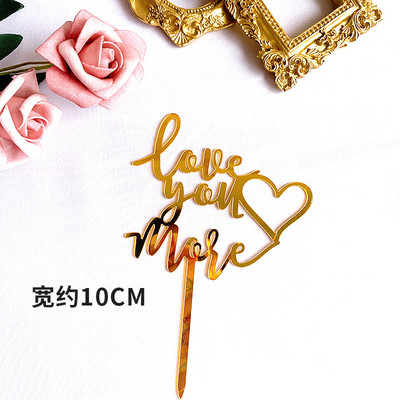 Scriere de mână dragoste nunta acrilic tort Topper auriu Ziua Îndrăgostiților Tort Topper pentru nunta Ziua Îndrăgostiților Decorare tort pentru petrecere