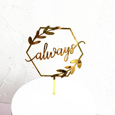 Scriere de mână dragoste nunta acrilic tort Topper auriu Ziua Îndrăgostiților Tort Topper pentru nunta Ziua Îndrăgostiților Decorare tort pentru petrecere