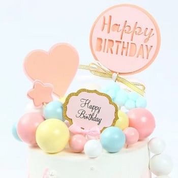 20 бр. метална топка за торта, креативен декор за торта „Направи си сам“ за сватба, рожден ден, декорации за парти, злато, сребро, синьо, розово, торта за торта