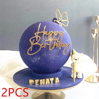 Ins Simple Style Daudz laimes dzimšanas dienas kūkas virsma Zelta sudraba Akrila Bērnu ballītes Dāvanu Cupcake Toppers Baby Shower Deserta noformējums