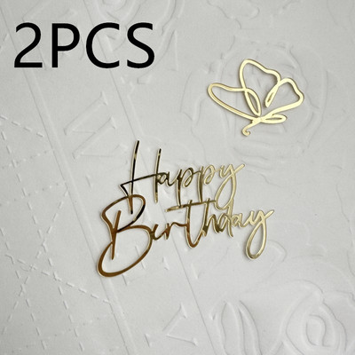 Ins Simple Style Happy Birthday Cake Topper Χρυσό ασημί Ακρυλικό Παιδικό δώρο Cupcake Toppers Baby Shower Dessert