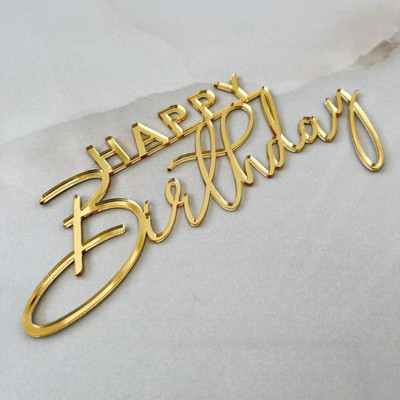 Ins Simple Style Happy Birthday Cake Topper Χρυσό ασημί Ακρυλικό Παιδικό δώρο Cupcake Toppers Baby Shower Dessert