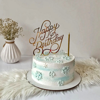 Ins Simple Style Happy Birthday Cake Topper Χρυσό ασημί Ακρυλικό Παιδικό δώρο Cupcake Toppers Baby Shower Dessert