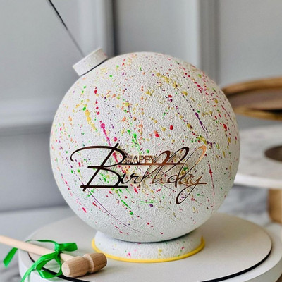 Ins Simple Style Happy Birthday Cake Topper Χρυσό ασημί Ακρυλικό Παιδικό δώρο Cupcake Toppers Baby Shower Dessert