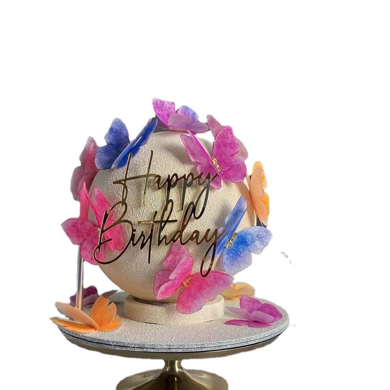 Ins Simple Style Happy Birthday Cake Topper Χρυσό ασημί Ακρυλικό Παιδικό δώρο Cupcake Toppers Baby Shower Dessert