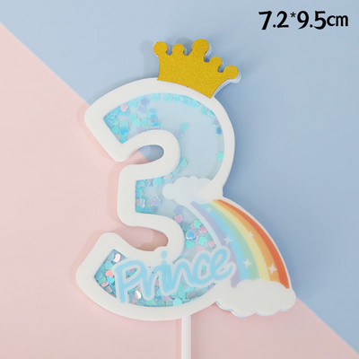 Többszínű szivárványos boldog születésnapi torta tetején zászlók szám korona 0 1 2 3 rózsaszín kék baba születésnapi parti dekorációs torta