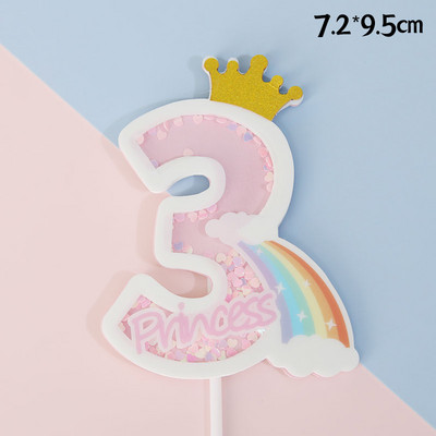 Többszínű szivárványos boldog születésnapi torta tetején zászlók szám korona 0 1 2 3 rózsaszín kék baba születésnapi parti dekorációs torta