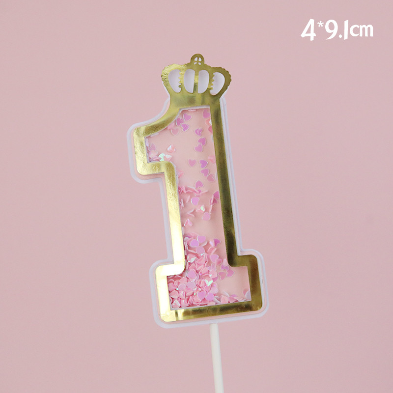 Többszínű szivárványos boldog születésnapi torta tetején zászlók szám korona 0 1 2 3 rózsaszín kék baba születésnapi parti dekorációs torta