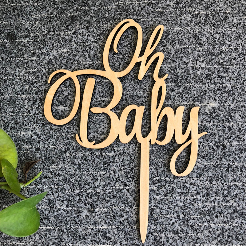 Oh Baby Cake Topper pentru Baby Shower Decorat Tort Din lemn/Lemn Cake Topper Baby Birthday Decorat Livrare gratuită