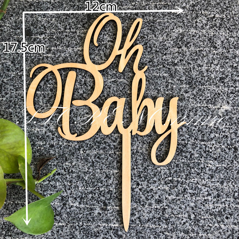 Oh Baby Cake Topper pentru Baby Shower Decorat Tort Din lemn/Lemn Cake Topper Baby Birthday Decorat Livrare gratuită