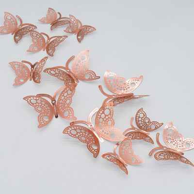 12db fém textúra arany mesterséges pillangó torta tetején tortadíszítés szimuláció pillangók esküvői kézműves parti dekoráció