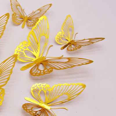 12db fém textúra arany mesterséges pillangó torta tetején tortadíszítés szimuláció pillangók esküvői kézműves parti dekoráció