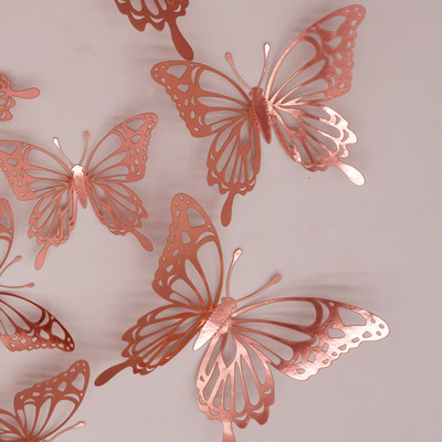 12db fém textúra arany mesterséges pillangó torta tetején tortadíszítés szimuláció pillangók esküvői kézműves parti dekoráció