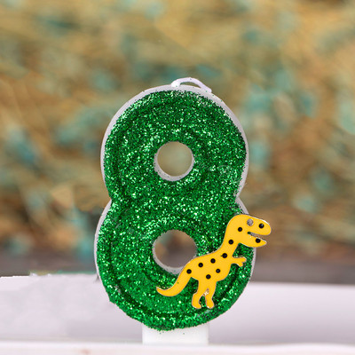 Dinozauru dekorēšana Zaļa dzeltena svece kūkai Bērnu diena Daudz laimes dzimšanas dienāTopper Dzimums Atklāt Ievads Cepšanas piederumi