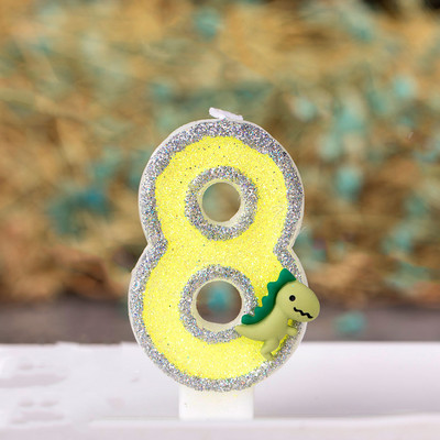 Dinozauru dekorēšana Zaļa dzeltena svece kūkai Bērnu diena Daudz laimes dzimšanas dienāTopper Dzimums Atklāt Ievads Cepšanas piederumi