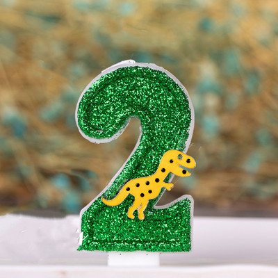 Dinozauru dekorēšana Zaļa dzeltena svece kūkai Bērnu diena Daudz laimes dzimšanas dienāTopper Dzimums Atklāt Ievads Cepšanas piederumi