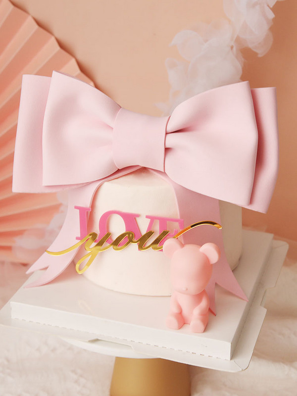 Decoratune creativă pentru tort cu spumă Funda roz pentru Baby Shower Topperuri pentru tort pentru ziua de naștere a fetiței Desert Desert