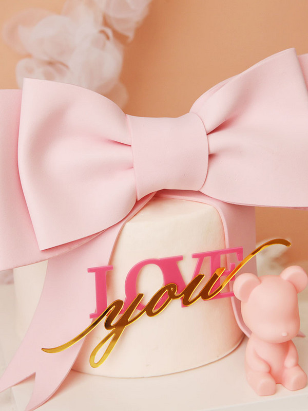 Decoratune creativă pentru tort cu spumă Funda roz pentru Baby Shower Topperuri pentru tort pentru ziua de naștere a fetiței Desert Desert