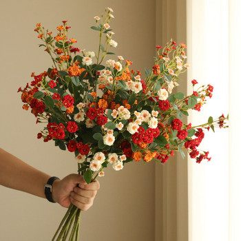 Μακρύ κλαδί μικρό τριαντάφυλλο προσομοίωση λουλουδιών μεταξωτό λουλούδι διακοσμητικά λουλούδια στολίδια γάμου χονδρικής