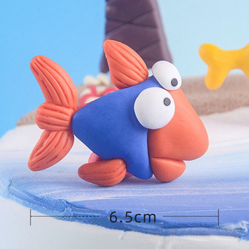 Cute Sea Animals Cake Toppers Marine Creature Decor Fish Mermaid Cake Διακοσμήσεις με θέμα τον ωκεανό Πάρτι γενεθλίων Boy Baby Shower