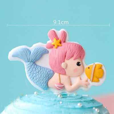 Decorații drăguțe pentru tort cu animale de mare decor creatură marine Pește sirenă decorațiuni pentru tort petrecere de aniversare cu tematică oceanică Baby Shower