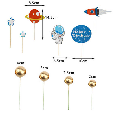 Kosmose Astronaut Cupcake Topper Universe seeria tordipealsed Universumi planeedi sünnipäevapeo magustoidu rekvisiidid, pidulik sisekujundus