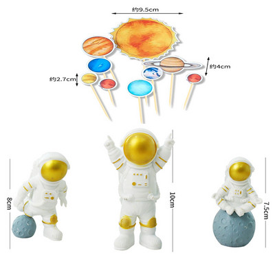 Kosmose Astronaut Cupcake Topper Universe seeria tordipealsed Universumi planeedi sünnipäevapeo magustoidu rekvisiidid, pidulik sisekujundus