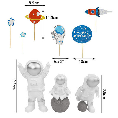 Kosmose Astronaut Cupcake Topper Universe seeria tordipealsed Universumi planeedi sünnipäevapeo magustoidu rekvisiidid, pidulik sisekujundus