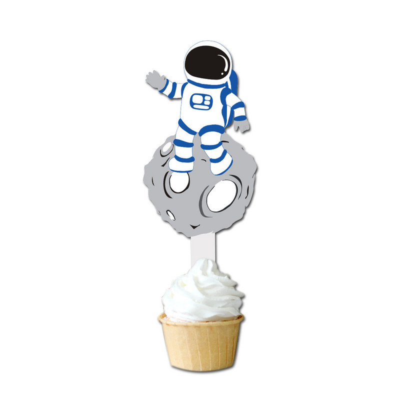 Kosmose Astronaut Cupcake Topper Universe seeria tordipealsed Universumi planeedi sünnipäevapeo magustoidu rekvisiidid, pidulik sisekujundus