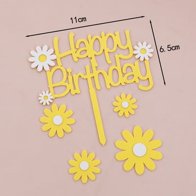 Părinți La mulți ani pentru tort, ornament pentru copt, cadou pentru bunici, flori acrilice, margarete, pentru cupcake, pentru desert