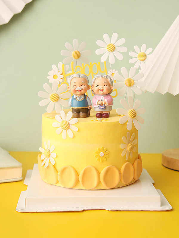 Părinți La mulți ani pentru tort, ornament pentru copt, cadou pentru bunici, flori acrilice, margarete, pentru cupcake, pentru desert
