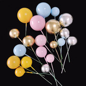 4 buc. Ornamente de decorare pentru tort cu bile, aur roz, argintiu