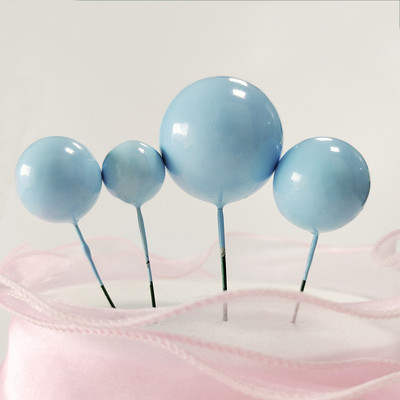 4 buc. Ornamente de decorare pentru tort cu bile, aur roz, argintiu