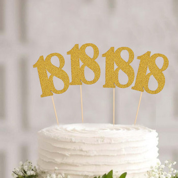 10/20 τμχ Glitter Number Cake Topper 18 21 30 40 50 60Year Birthday Cakes Topper Grand Event Wedding Party Cupcake Decor Supplies