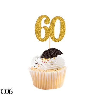 10/20 buc. Topper pentru tort cu sclipici cu număr 18 21 30 40 50 60 de ani Topper pentru prăjituri de aniversare pentru mare eveniment, petrecere de nuntă, furnituri pentru decor cupcake