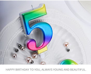 Νέο Rainbow Number Candle Cake Topper Παιδικά Κορίτσια Αγόρια Διακόσμηση μωρού για πάρτι Πολύχρωμο Αριθμός γενεθλίων Προμήθειες για τούρτα