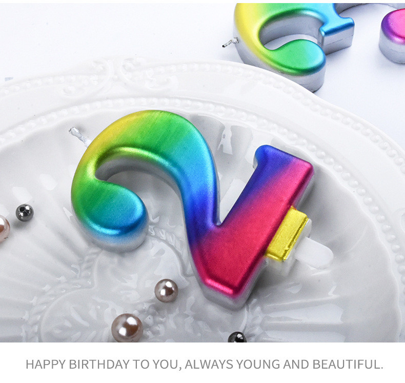 Nou Curcubeu Număr Lumânare Tort Topper Copii Fete Băieți Baby Decoratiuni pentru petrecere Colorat Ziua de Naștere Număr Tort Topper