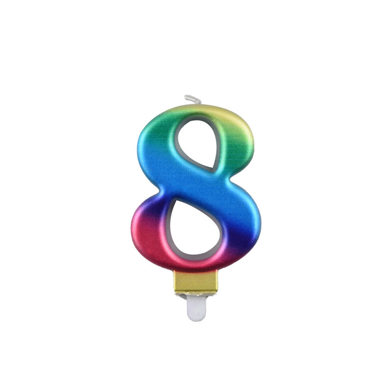 Nou Curcubeu Număr Lumânare Tort Topper Copii Fete Băieți Baby Decoratiuni pentru petrecere Colorat Ziua de Naștere Număr Tort Topper