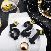 Must kuldkroon numbriga kookiküünal Palju õnne sünnipäevaks koogitops Lastele Tüdrukutele Poisile Baaripeo Sünnipäevakaunistustarvikud