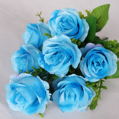 Szimuláció fehér 7 fejű császári ágyas rózsa hamis esküvői ív virágkötészeti lakberendezési váza mesterséges otthoni virág