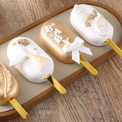 10db DIY fagylaltrúd akril tortafedeles arany tükör cukorka bot esküvői cupcake fedő születésnapi gyerekeknek.