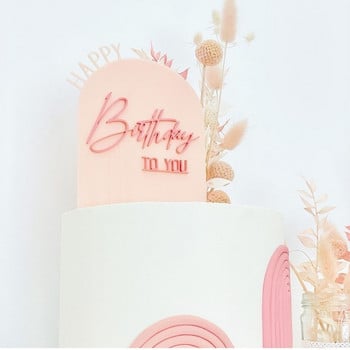 Ακρυλικό κάλυμμα κέικ Baby Shower Pink Girl Happy Birthday To You Cupcake Topper 1st Birthday Baking Cake Decoration Party Favors