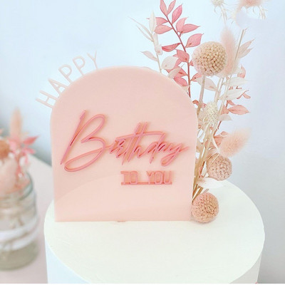 Ακρυλικό κάλυμμα κέικ Baby Shower Pink Girl Happy Birthday To You Cupcake Topper 1st Birthday Baking Cake Decoration Party Favors