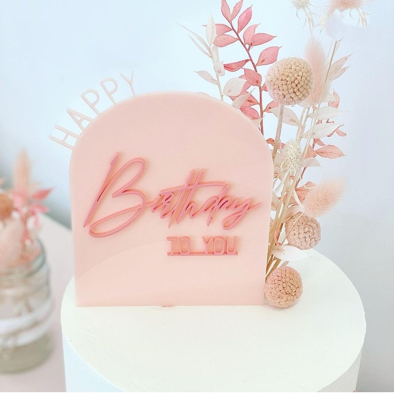 Ακρυλικό κάλυμμα κέικ Baby Shower Pink Girl Happy Birthday To You Cupcake Topper 1st Birthday Baking Cake Decoration Party Favors