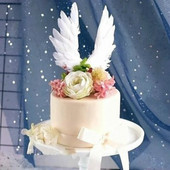 Kawaii Feather Cake Toppers Angel Wing Happy Birthday Cake Topper Baby Shower Παιδικά είδη διακόσμησης τούρτας γάμου και αρραβώνων