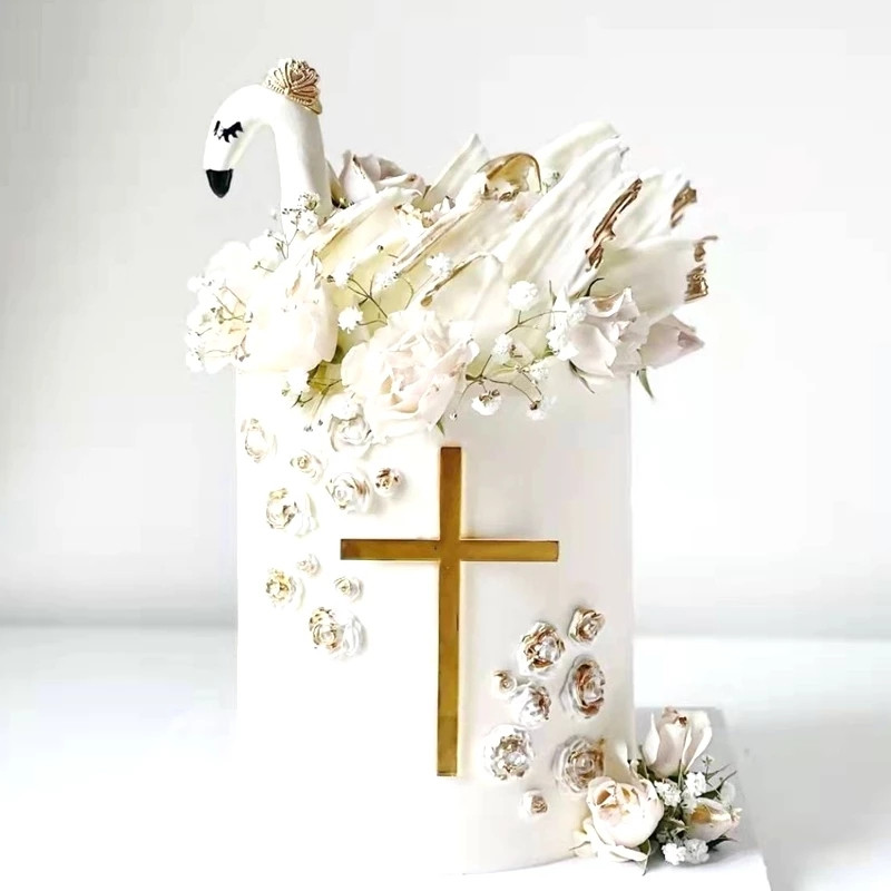 Νέες παραλαβές Christian Cross Cake Topper Acrylic Cake Decorations God Bless Cake Topper Party for Baking Cake Party Supplies